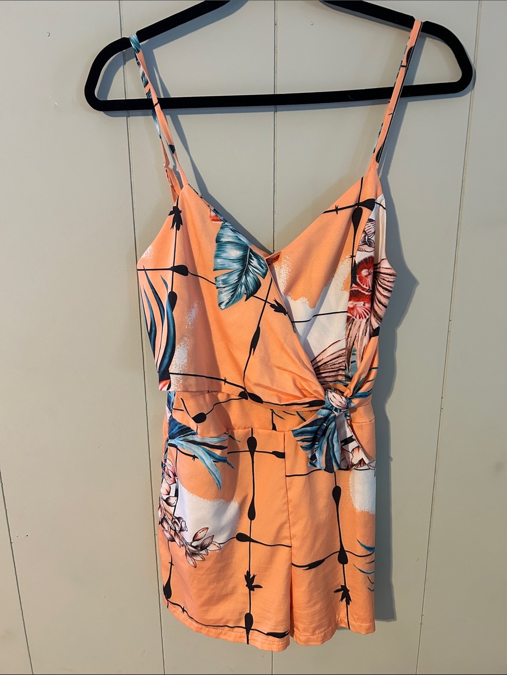 CBR Peach Floral Tie-Waist Romper